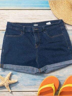 Old Navy Navy Blue Rolled Hem Denim Shorts Size 12